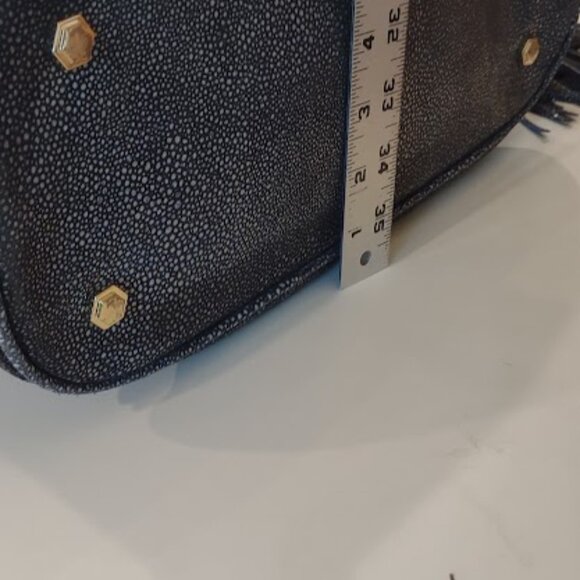 IVANKA DOME LARGE SATCHEL WOMEN'S CLASSIC PEBBLED 100% LEATHER BLACK WITH TASSLE - Picture 6 of 16